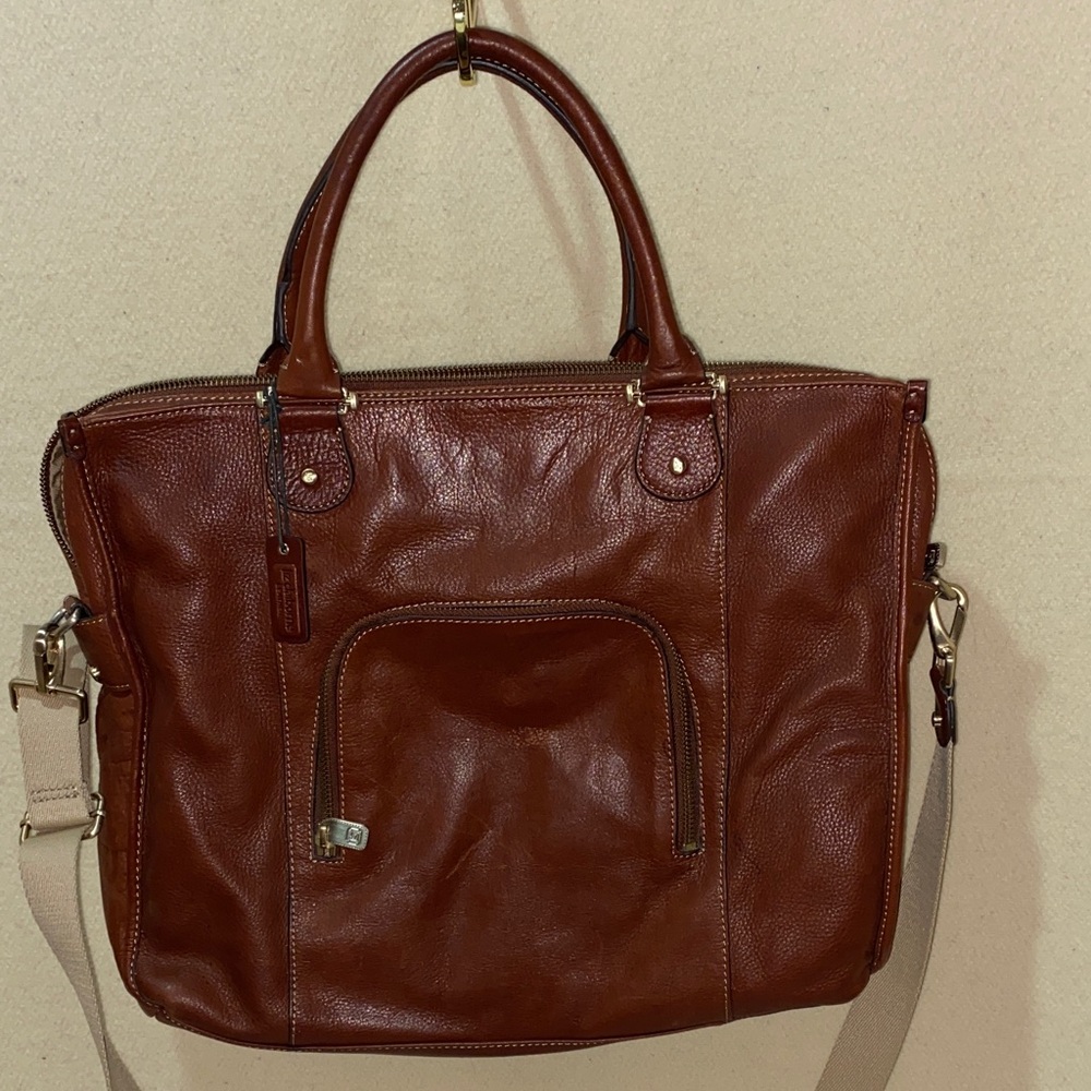 Vintage Liz Claiborne Brown Leather Tote Laptop Bag